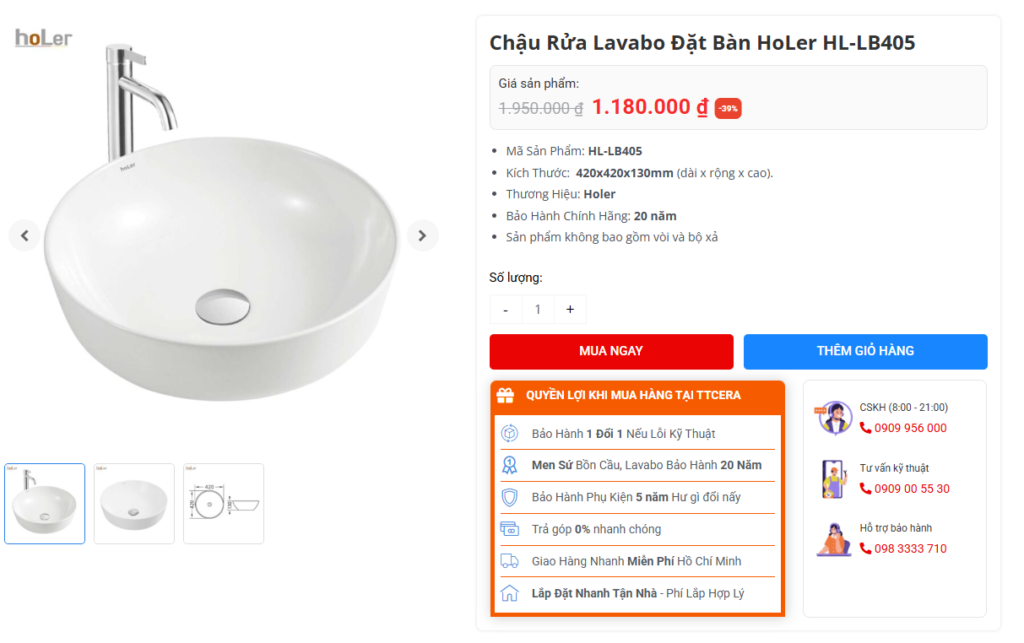 Chậu rửa lavabo tròn đặt bàn HoLer HL-LB405