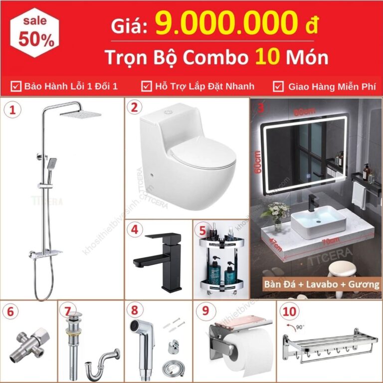 Combo Nhà Vệ Sinh Trọn Bộ 10 Món Cao Cấp 9 Triệu CB10-9000