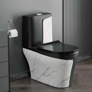 Bồn Cầu 1 Khối Đen Vân Đá TTCERA BC038