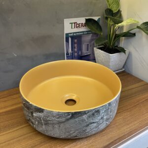 Chậu Lavabo Tròn Đen Vân Đá Cao Cấp TTCERA LB63