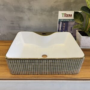 Chậu Lavabo Vuông Vàng TTCERA LB100