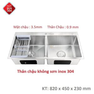 Chậu Rửa Chén INOX 304 Dày 3mm Holer HLCR704-8245D