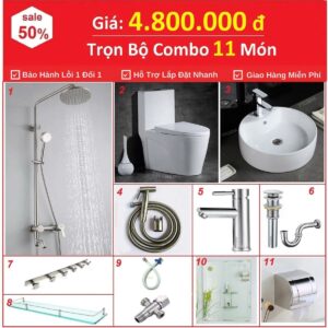 Combo Nhà Vệ Sinh Trọn Bộ 11 Món 4.8 Triệu CB11T-4800