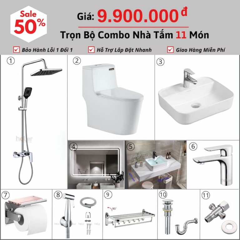 Combo Nhà Vệ Sinh HoLer Germany Trọn Bộ 11 Món CHL11-9900S4