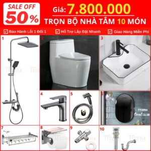 Combo Nhà Vệ Sinh Trọn Bộ 10 Món 7.8 Triệu Cao Cấp CB10-7800T4