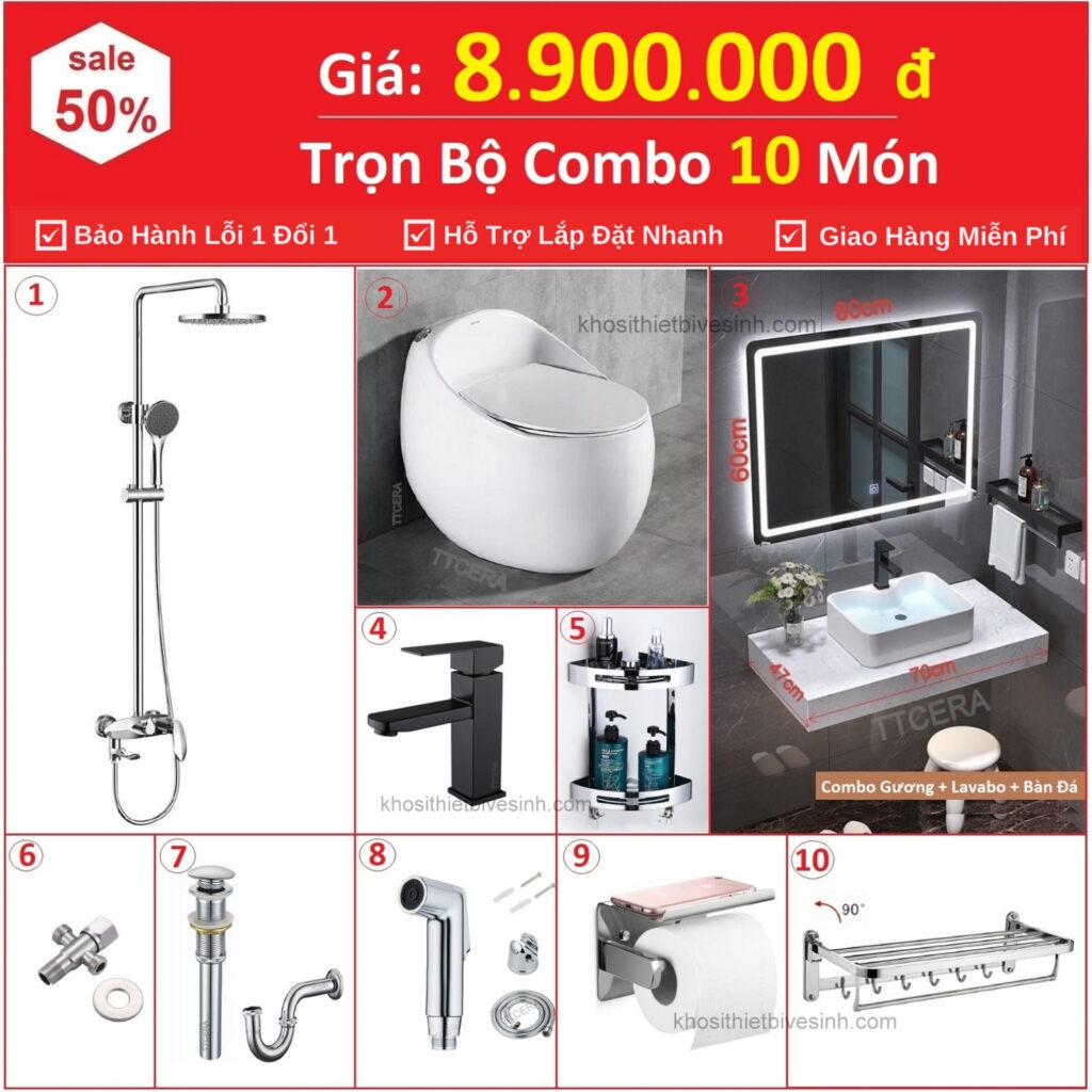 Combo Thiết Bị Vệ Sinh 10 Món Cao Cấp 8.9 Triệu CB10BĐ-8900