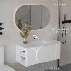 Tủ Lavabo Nhựa PVC Sơn S8 TTCERA TLVB150 ( Màu Xám - Màu Xanh - Màu Trắng )