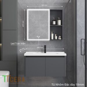 Tủ Lavabo Nhôm Cao Cấp TTCERA TLVB174 - Led Tràn Viền