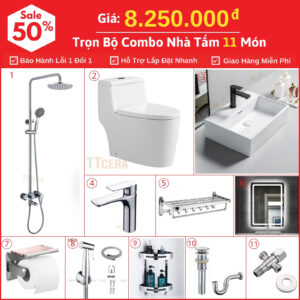 Combo Nhà Vệ Sinh 11 Món 8.25 Triệu TTCERA CBTT06-8250