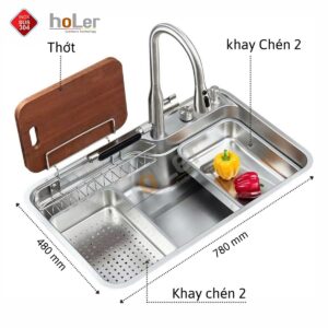 Chậu Rửa Chén 1 Hộc Inox 304 Holer HLCR740-7848