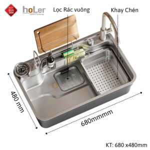 Chậu Rửa Chén 1 Hộc Inox 304 Holer HLCR742