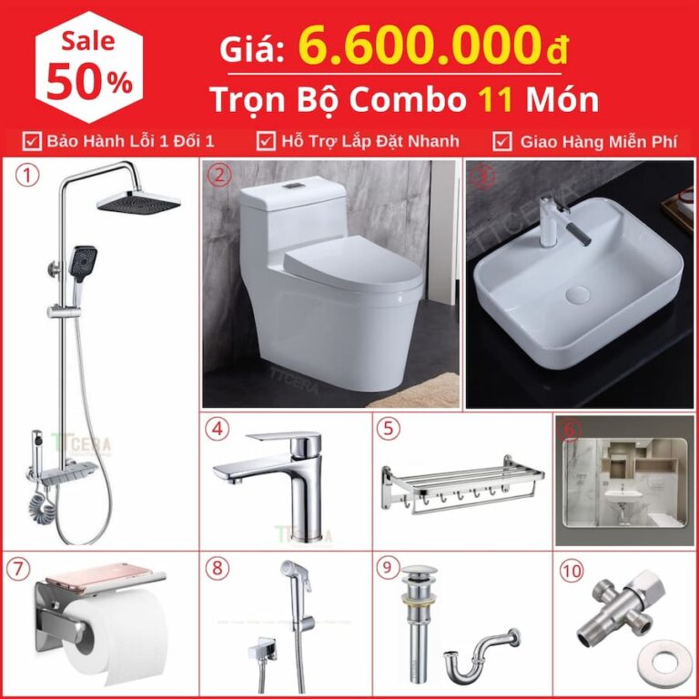 Combo Nhà Vệ Sinh 10 Món 6.6 Triệu TTCERA CBTT02-6600
