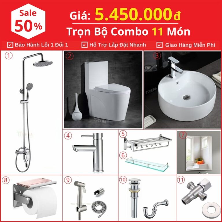 Combo Nhà Vệ Sinh 11 Món 5.45 Triệu TTCERA CBTT03-5450
