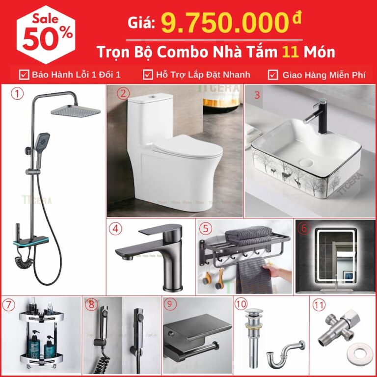Combo Nhà Vệ Sinh 11 Món 9.75 Triệu TTCERA CBTT08-9750