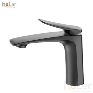 Vòi Lavabo Nóng Lạnh Đồng Sơn Tĩnh Điện Xám HoLer HL-LB683G