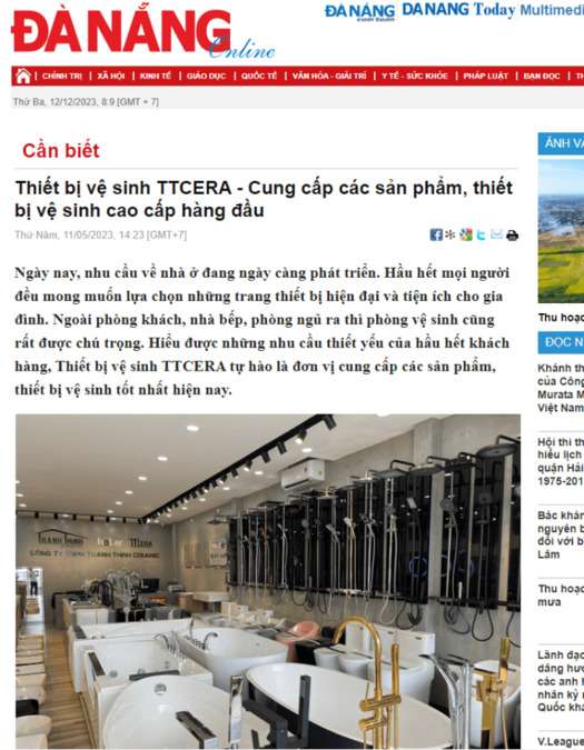 Báo chí nhắc về cửa hàng thiết bị vệ sinh TTCERA