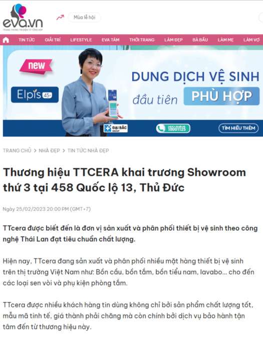 Báo chí nhắc về cửa hàng thiết bị vệ sinh TTCERA