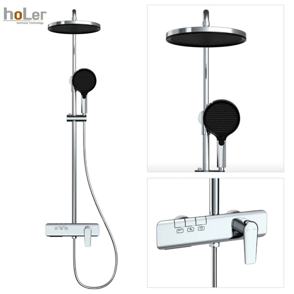 Sen Cây Tắm Đứng Đồng Thau Crom Holer HL2120 – Bóng Crome