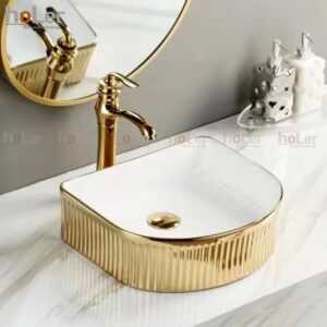 Chậu Lavabo Đặt Bàn Màu Vàng Luxury Holer HL-LB432
