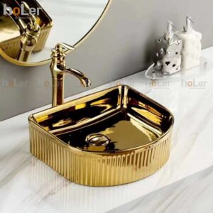 Chậu Lavabo Đặt Bàn Màu Vàng Luxury Holer HL-LB440