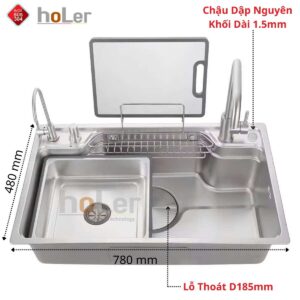 Chậu Rửa Chén 1 Hộc Inox 304 Holer HLCR744-7848