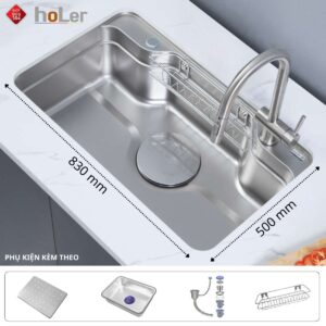Chậu Rửa Chén 1 Hộc Inox 304 Holer HLCR745-8350 ( Đặt Bàn - Âm Bàn )