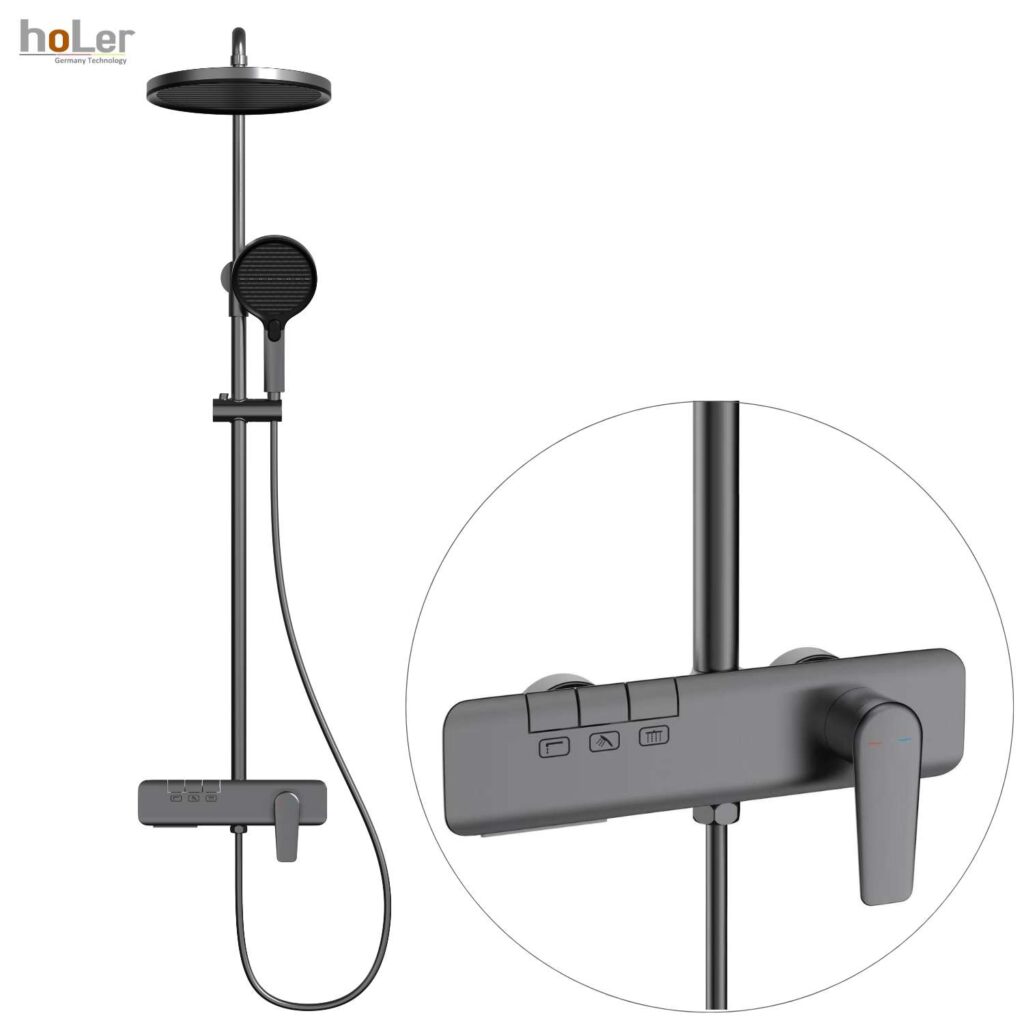 Sen Cây Tắm Đứng Đồng Thau Crom Holer HL2120 – Màu Xám