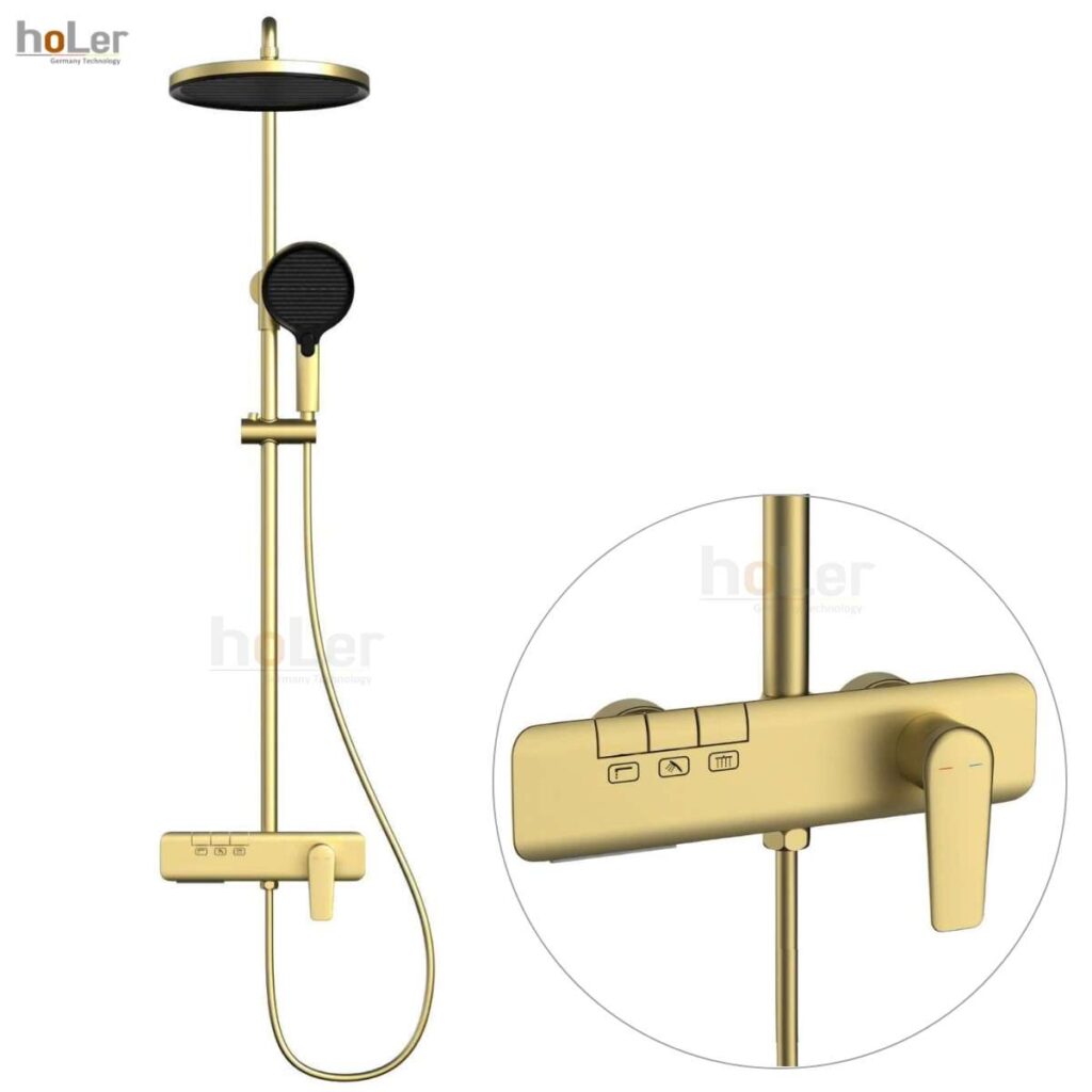 Sen Cây Tắm Đứng Đồng Thau Crom Holer HL2120 – Vàng
