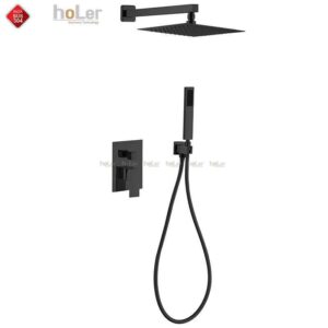 Sen Tắm Âm Tường Inox 304 Sơn Tĩnh Điện Đen HoLer HLA209