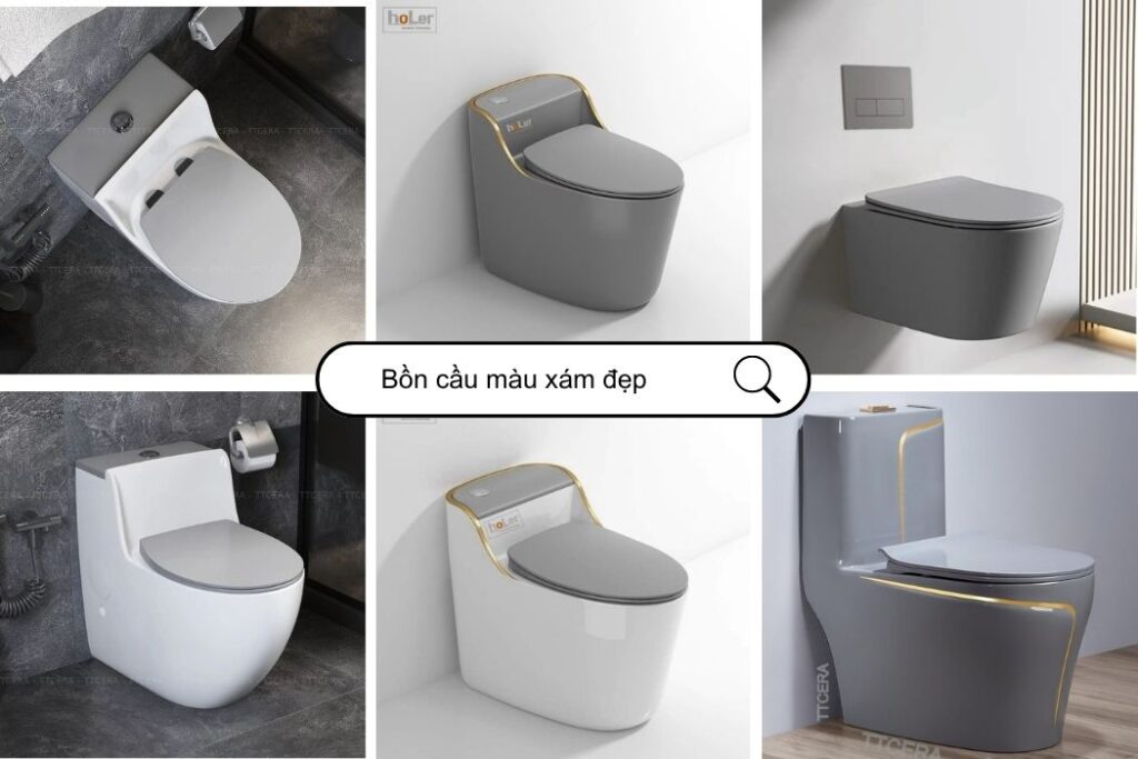 Bồn cầu màu xám đẹp, sang trọng