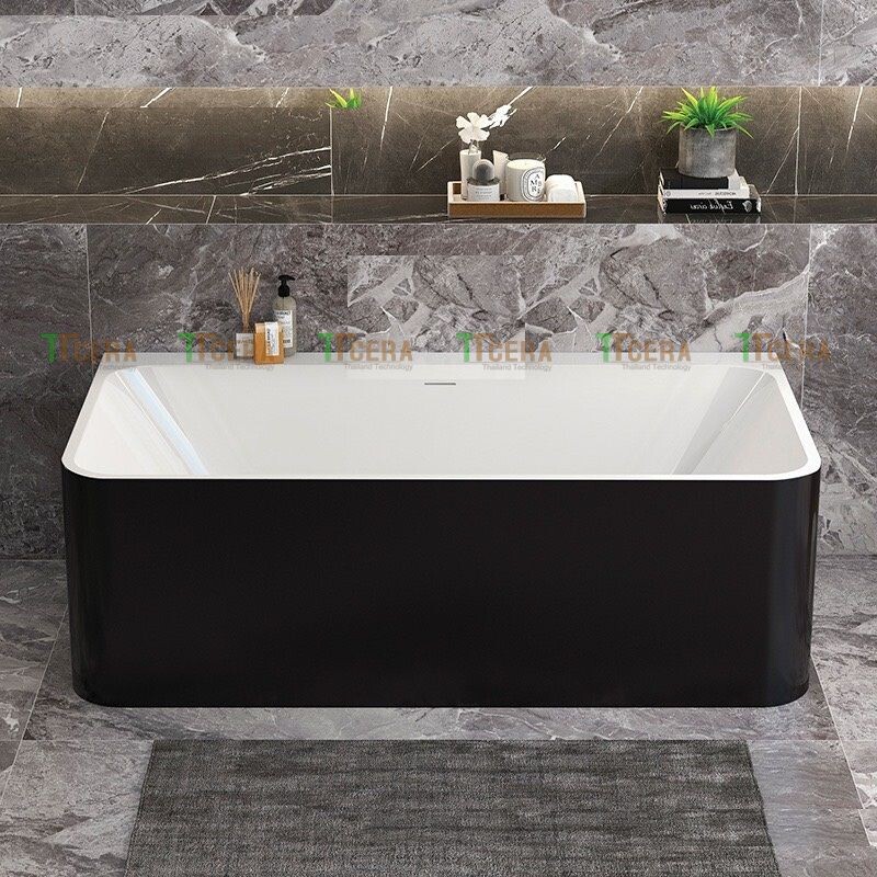 Bồn Tắm Nằm Chữ Nhật Màu Đen TTCERA BT33