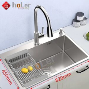 Chậu Rửa Chén 1 Hộc Inox 304 Dày 3mm Holer HLCR727-8245