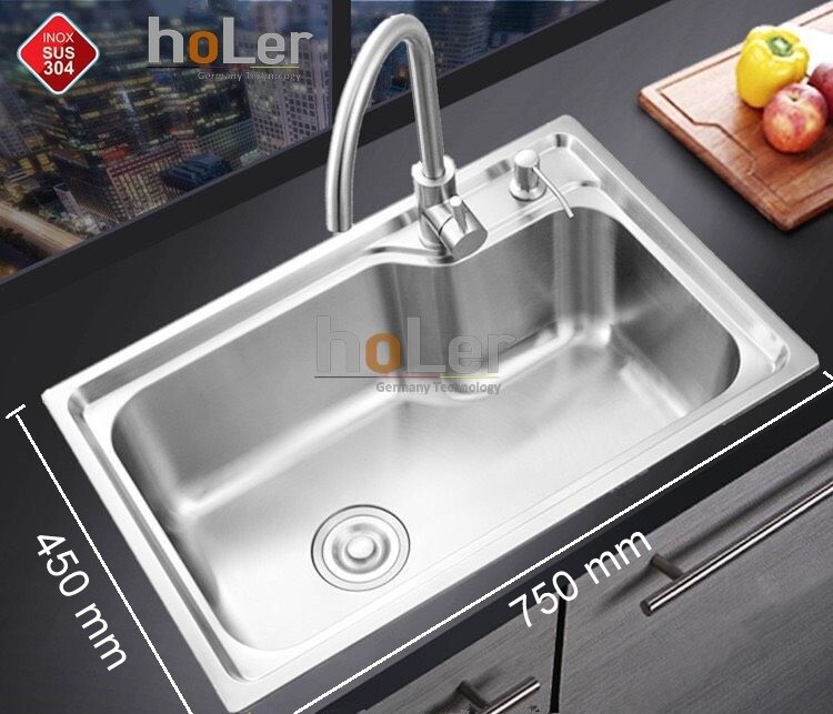 Chậu Rửa Chén 1 Hộc Inox 304 Holer HLCR720 – 7545