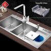 Chậu Rửa Chén Vắt Dao Hộc Rác INOX 304 TTCERA CR901 – 10048
