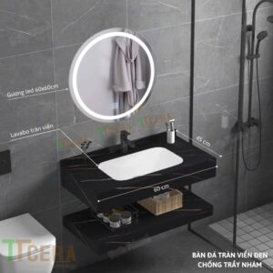Combo Bàn Đá 2 Tầng Chống Trầy Tràn Viền TLVBD-57 ( Trắng – Xám – Đen )