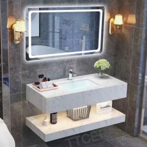 Combo Bàn Đá Trắng 2 Tầng TLVBD-04