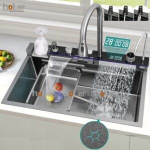 Combo Chậu Rửa Chén Kèm Vòi 5 Chế Độ Hiển Thị Nhiệt Độ HOLER HLCRNN721A-7546