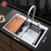 Combo Chậu Rửa Chén Kèm Vòi Đơn Thác Nước Inox 304 hoLer HLCR712-7846