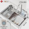 Combo Chậu Và Vòi Rửa Chén Đơn Thác Nước INOX Mờ Hiển Thị Nhiệt Độ HOLER HLCR734-7846