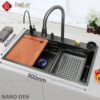 Combo Chậu Rửa Chén Kèm Vòi Đơn Thác Nước Nano Đen HOLER HLCRNN725-9046