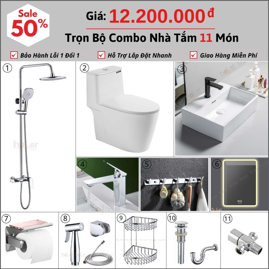 Combo Nhà Vệ Sinh 11 Món 12.1 Triệu hoLer CBHL05-12200