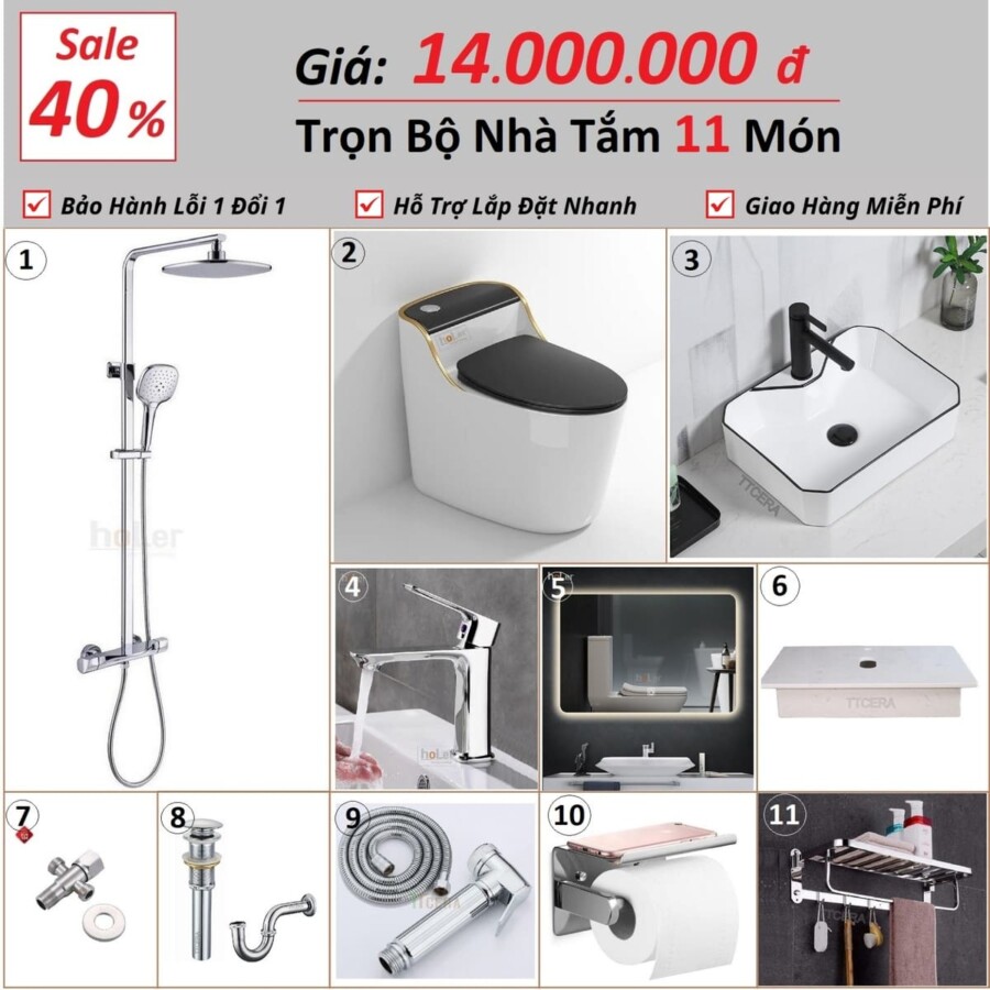 Combo Nhà Vệ Sinh HoLer Germany Trọn Bộ 11 Món 14 Triệu CBHL11-1400