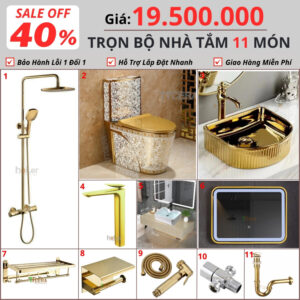 Combo Nhà Vệ Sinh HoLer Trọn Bộ 11 Món CHL11-19500S6