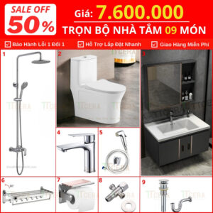 Combo Nhà Vệ Sinh Trọn Bộ 9 Món 7.6 Triệu Cao Cấp CB09 – 7600T1