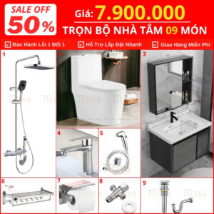 Combo Nhà Vệ Sinh Trọn Bộ 9 Món 7.9 Triệu Cao Cấp CB09 – 7900T2