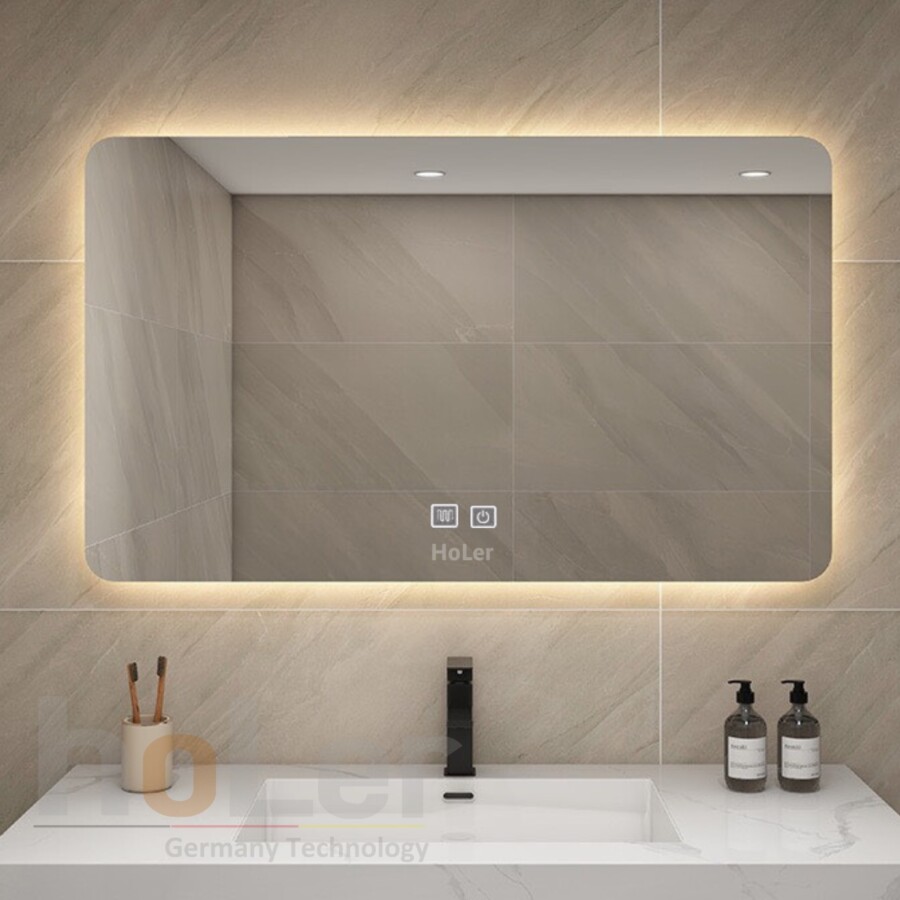 Gương Đèn Led 3 Màu Chữ Nhật Có Nút Cảm Ứng Và Sấy Holer HLG06