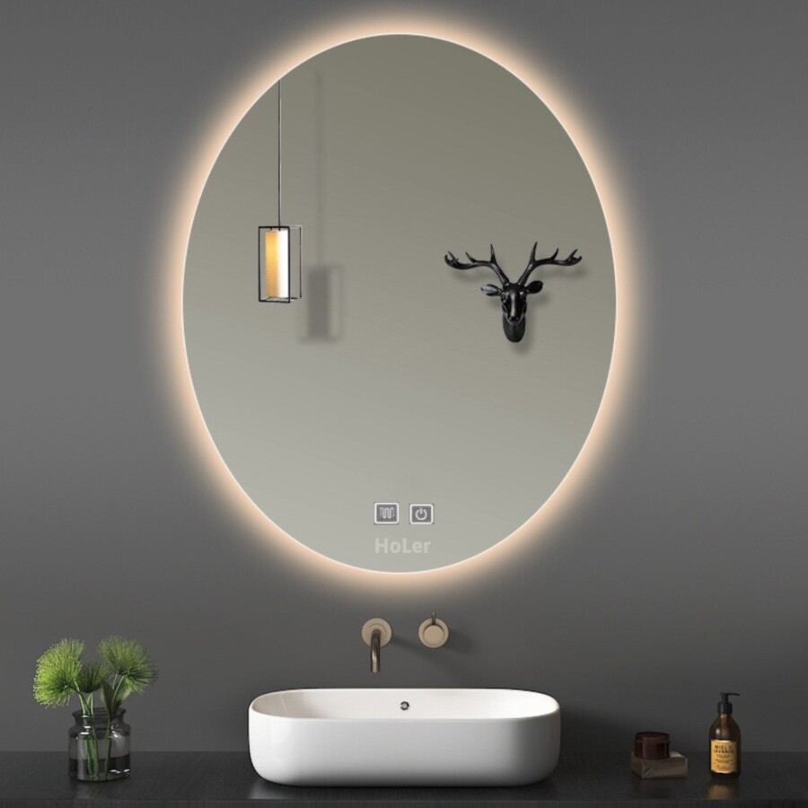Gương Đèn Led 3 Màu Oval Có Nút Cảm Ứng Và Sấy Holer HLG08