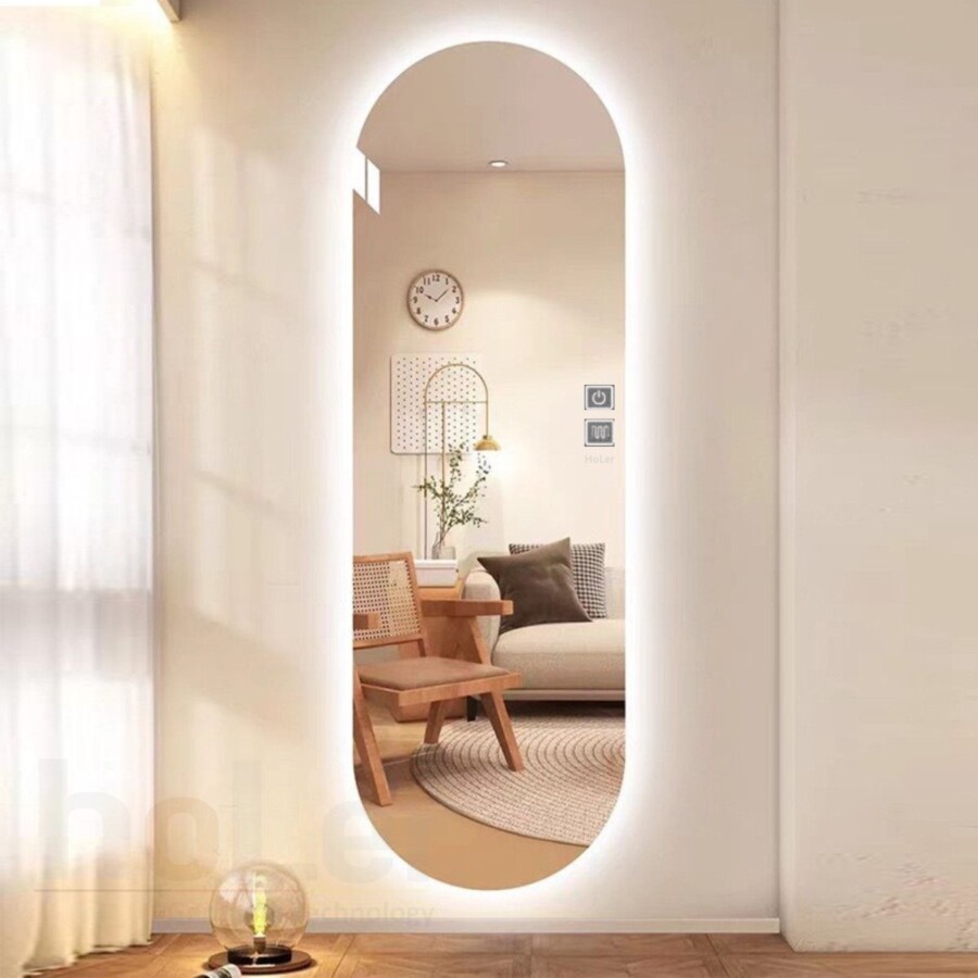 Gương Đèn Led Toàn Thân 3 Màu Oval Có Nút Cảm Ứng Và Sấy Holer HLG20