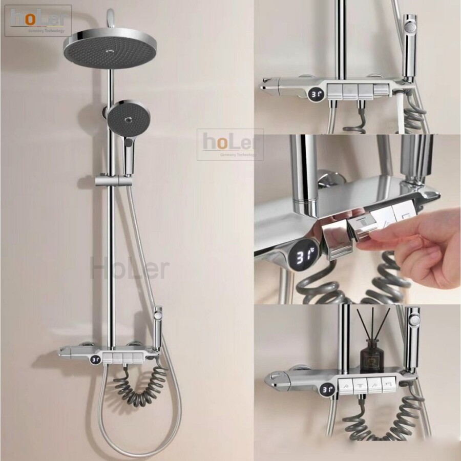Sen Cây Tắm Đứng Đồng Thau Mạ Crom Holer HL241