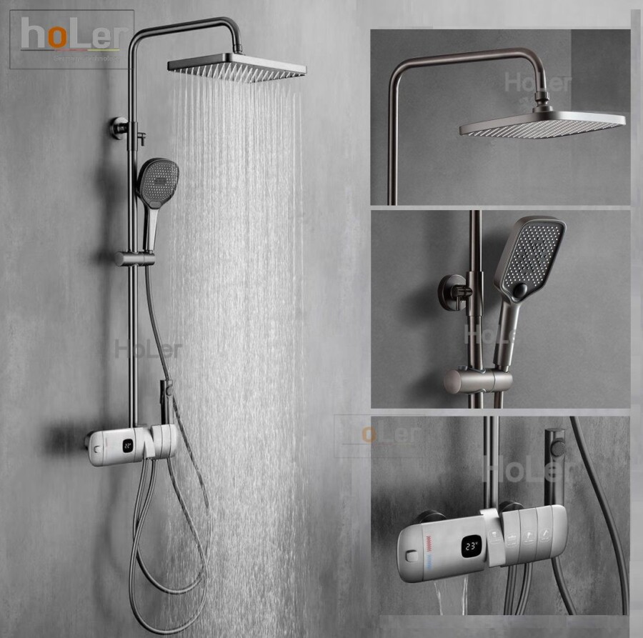 Sen Cây Tắm Đứng Đồng Thau Sơn Tĩnh Điện Xám Holer HL236